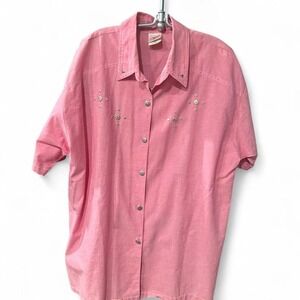 Women's retro western red studded button up by Graff size xl (xl3) 25" PTP